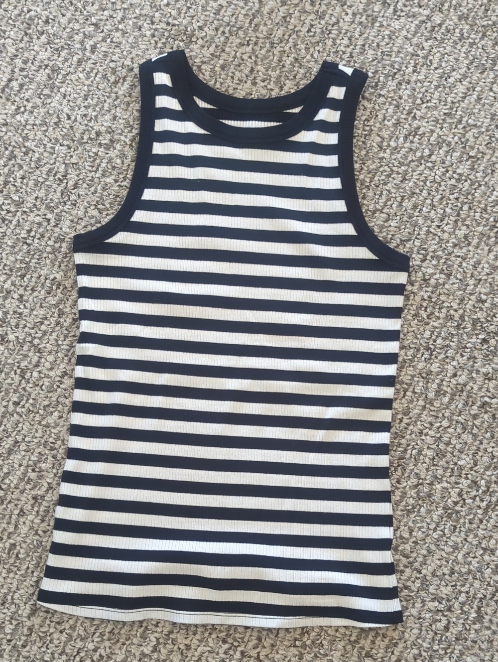 NWOT Maurice's Black & White Striped Ribbed Tank
